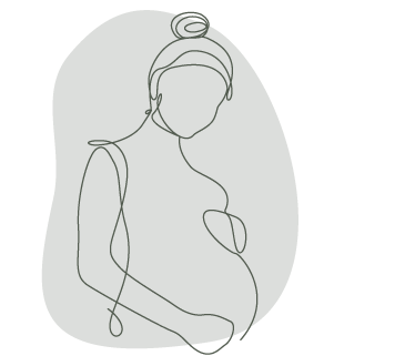 Schwangere mit Babybauch im Line-Art Stil